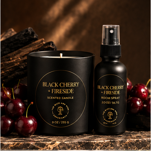 Black Cherry and Fireside candle and room spray duo