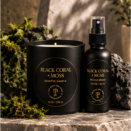 Black Coral and Moss candle and room spray duo