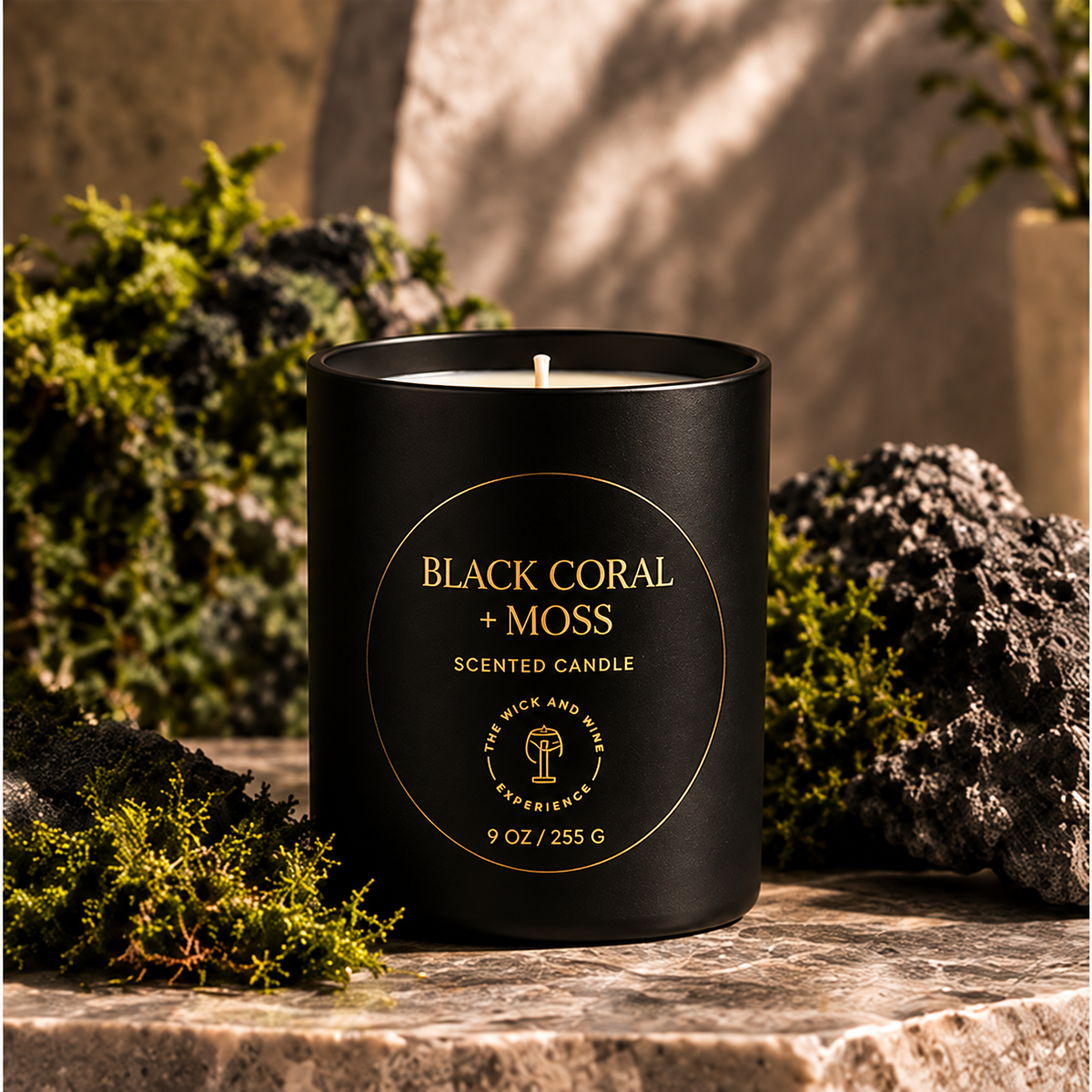 Black Coral & Moss | 9 oz Coconut Soy Wax Candle — candle only