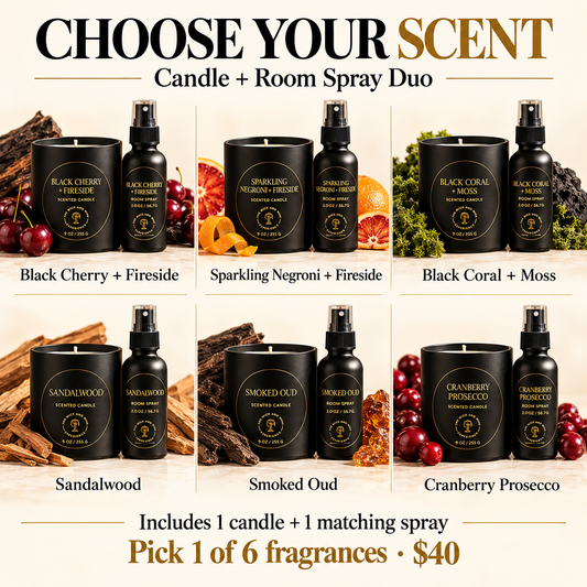 Choose one of six fragrances: one 9 oz candle and one matching 2 oz spray for $40